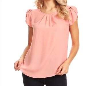Coral short sleeve blouse